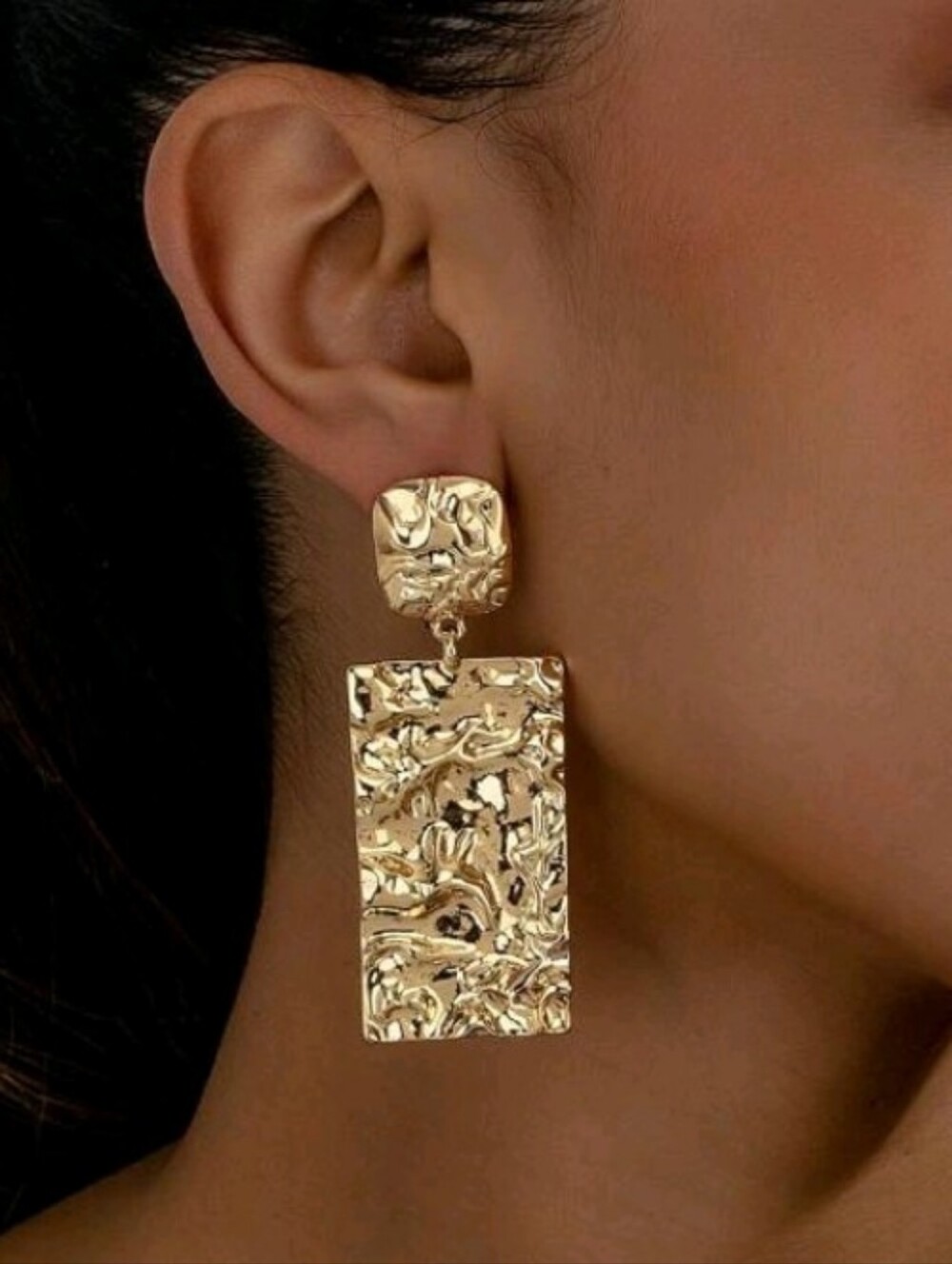 NEW! Unique Gold Geometric Textured Dangle Drop Earrings -Women’s Jewelry